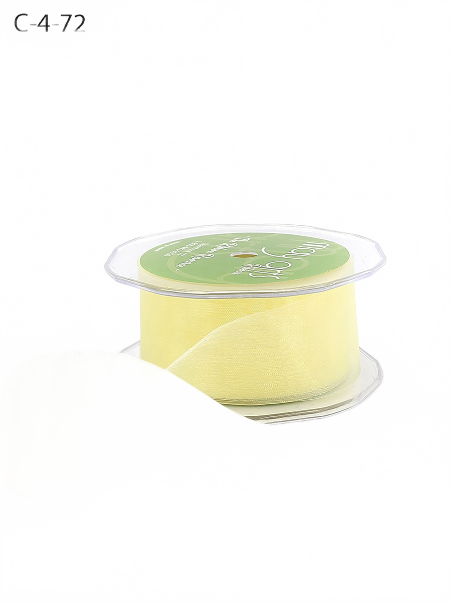 1.5 Inch Soft Shimmer Lemon Sheer Ribbon With Cut Edge
