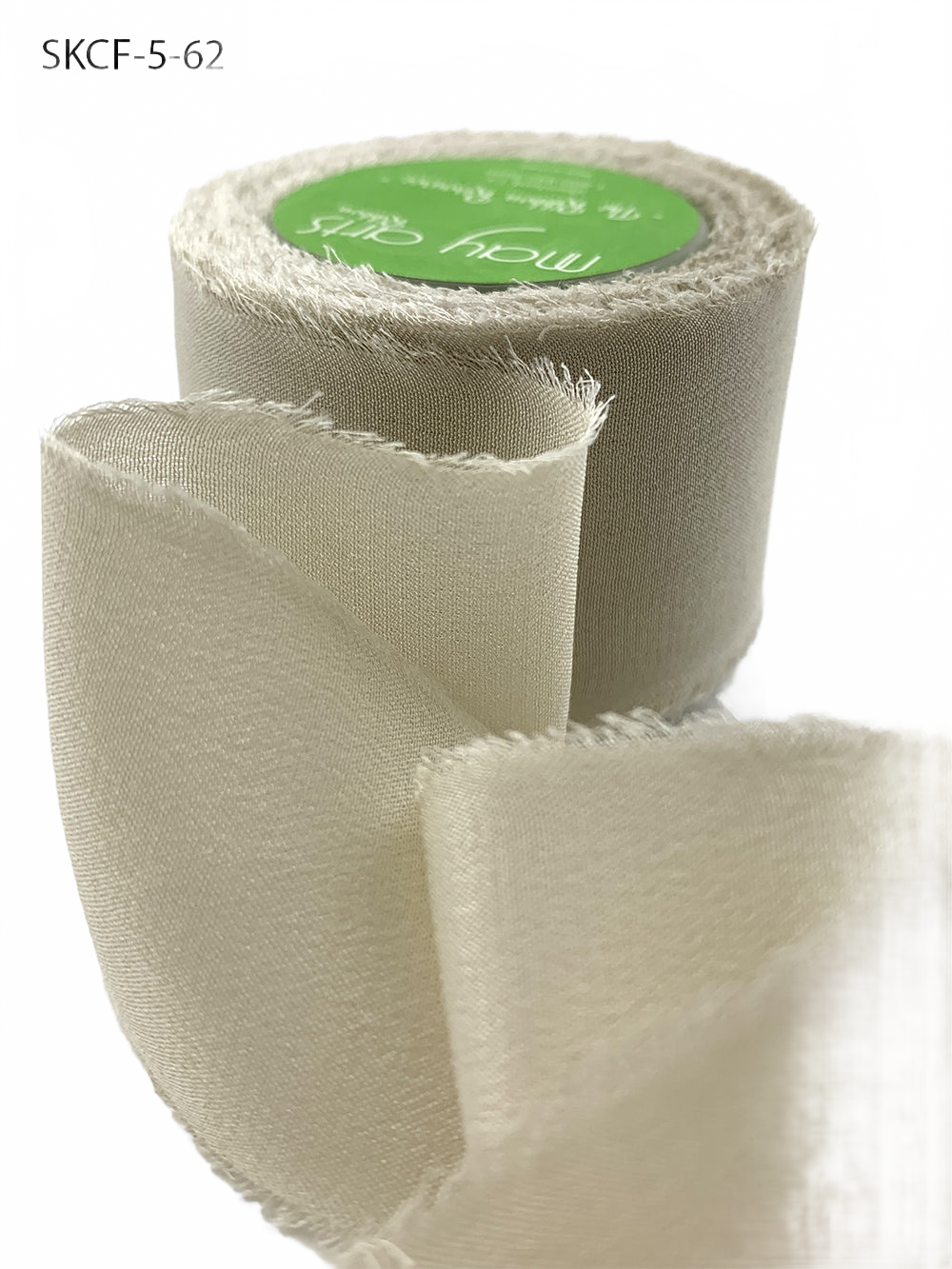 1.25 Inch 100% Silk Beige Crepe With Frayed Edge (Non-Dyed And Hand-Dyed)