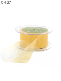 1.5 Inch Soft Shimmer Yellow Sheer Ribbon With Cut Edge