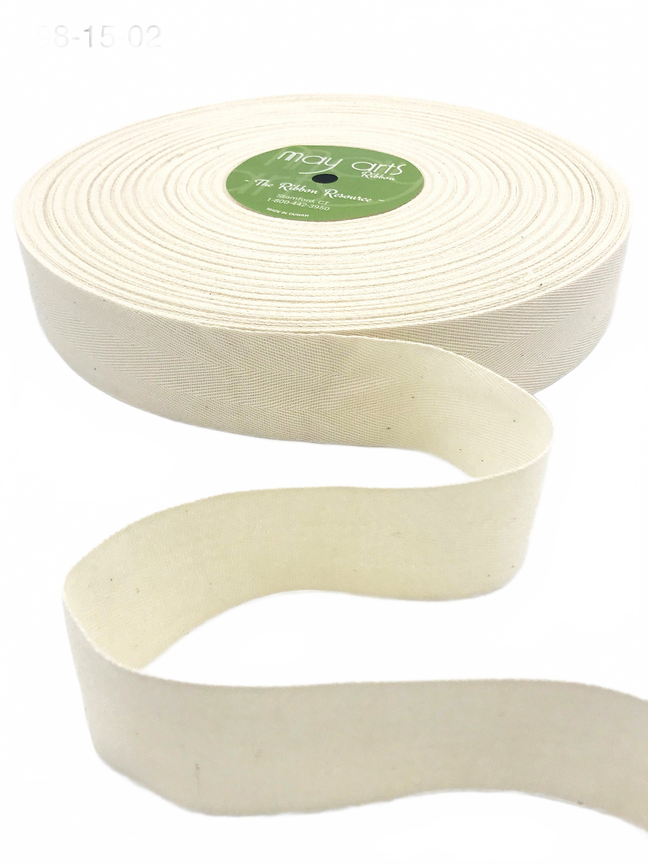 1.5 Inch 100% Cotton Classic Light Weight Natural Twill Ribbon With Woven Edge ()