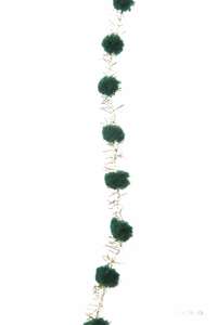 3/8 Inch Pom Pom With Forest Green/Gold Metallic Fringe