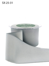 ~2.5 Inch Heavy-Weight (Higher Thread Count) Classic Silver Grosgrain Ribbon With Woven Edge
