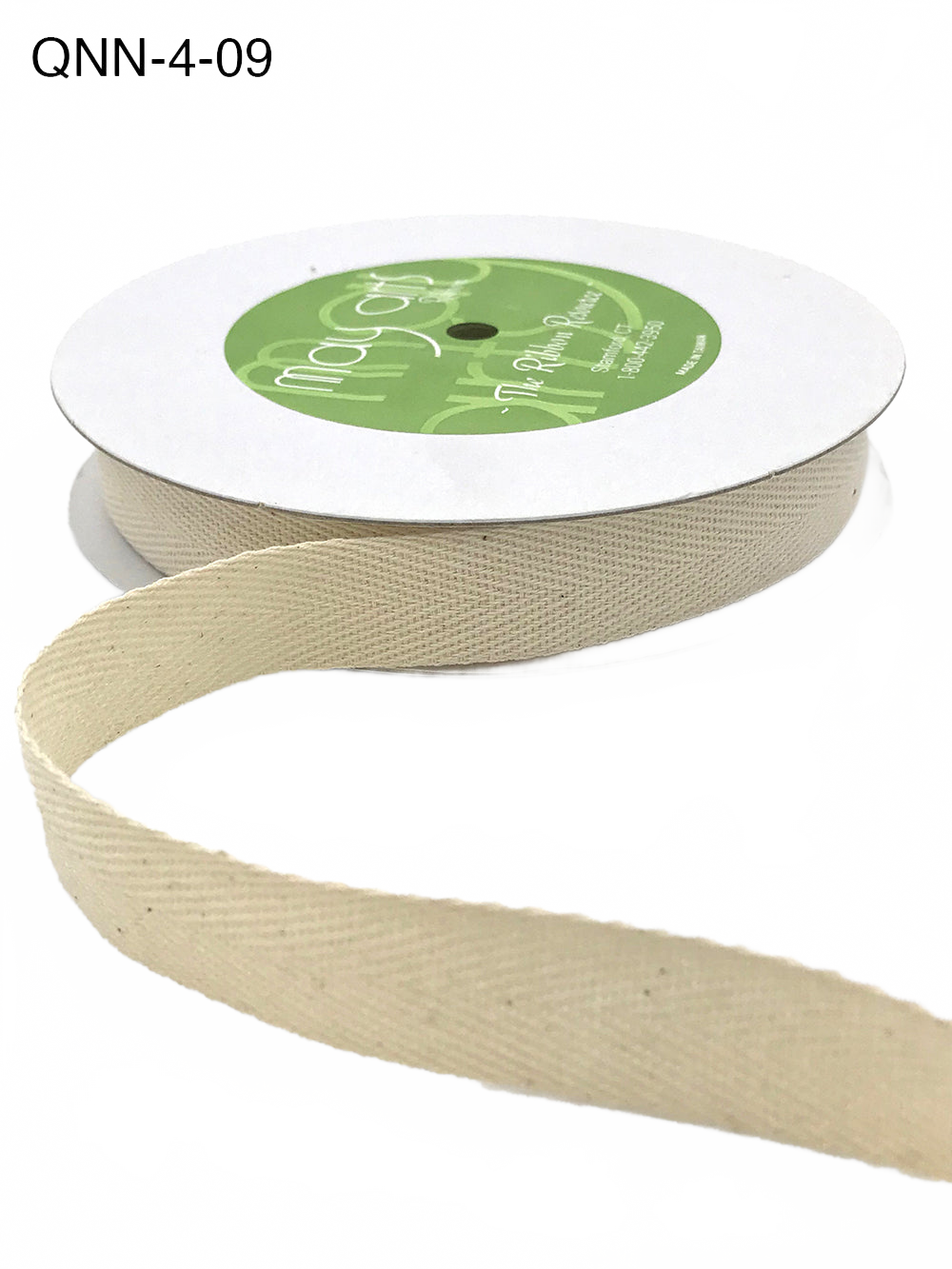 3/4 Inch 100% Cotton Classic Medium Weight Ivory Twill Ribbon With Woven Edge