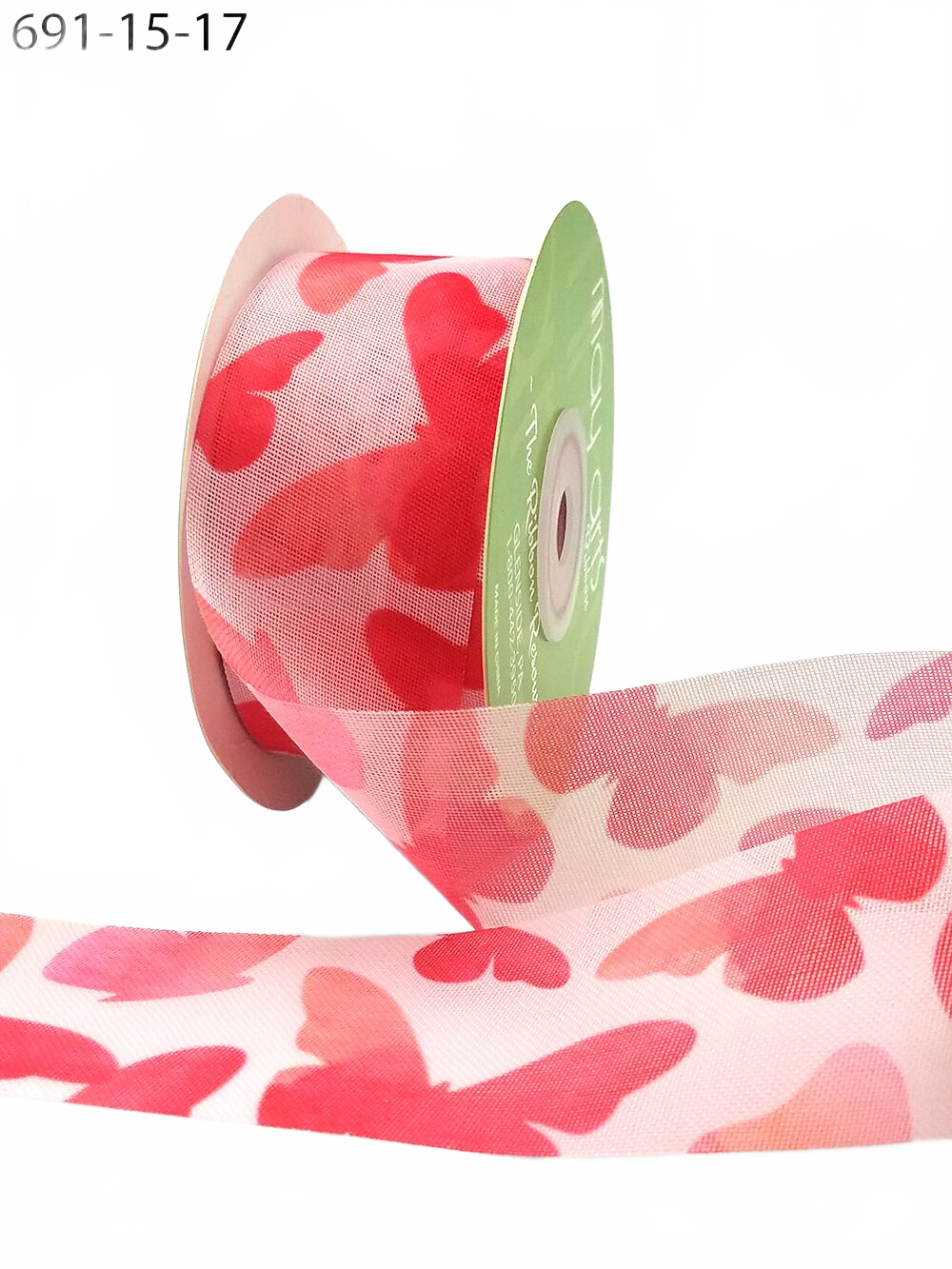 1.5″ Mesh Pink Butterfly Ribbon With Nature Inspired Prints