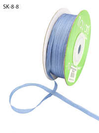 1/8 Inch 100% Hand-Dyed Blue Grey Silk Ribbon With Woven Edge