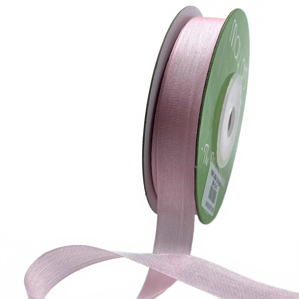1/2 Inch 100% Hand-Dyed Pink Silk Ribbon With Woven Edge