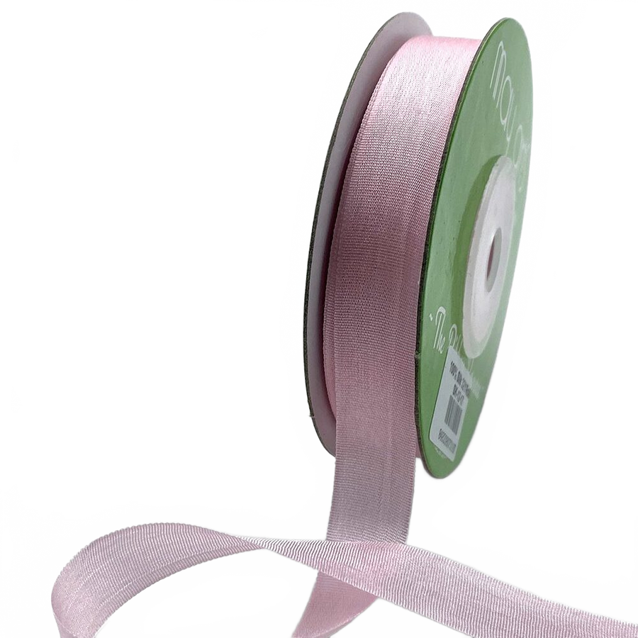 1/2 Inch 100% Hand-Dyed Pink Silk Ribbon With Woven Edge