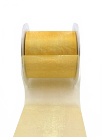 3 Inch Soft Shimmer Dark Gold Sheer Ribbon With Cut Edge