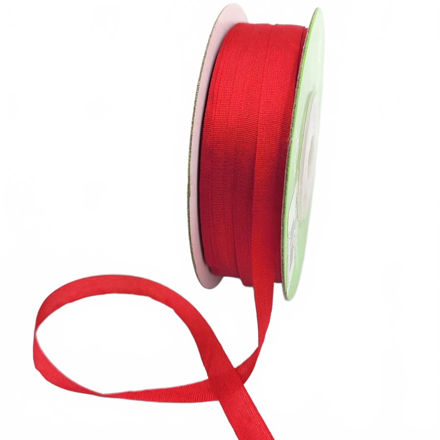 100% Hand-Dyed 1/4 Inch Red Silk Ribbon With Woven Edge