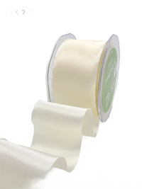 2 Inch Single Faced Ivory Satin Cut On The Bias Ribbon With Wavy Cut Edge