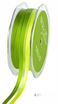 1/2 Inch Olive/Celery Organza Two Tone Woven Edge Ribbon