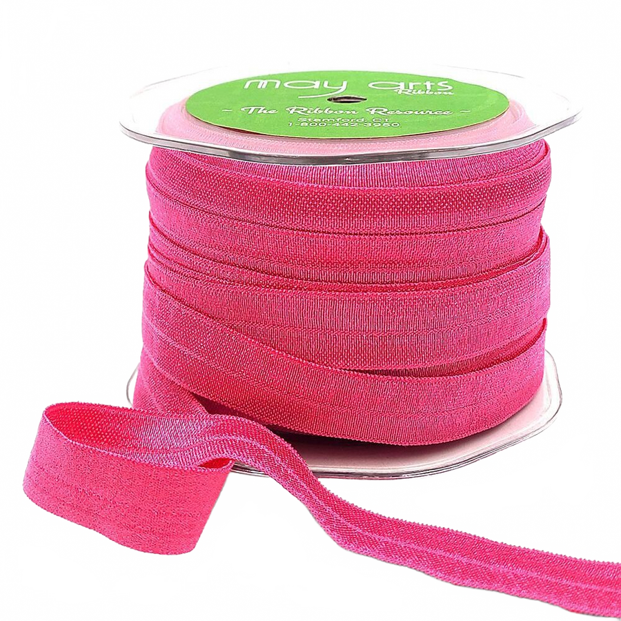 5/8 Inch Flat Fold Over Elastic Hot Pink