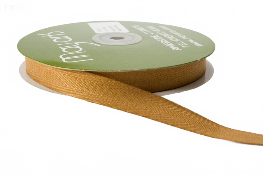5/8 Inch Light Weight Antique Gold Twill Ribbon With Woven Edge