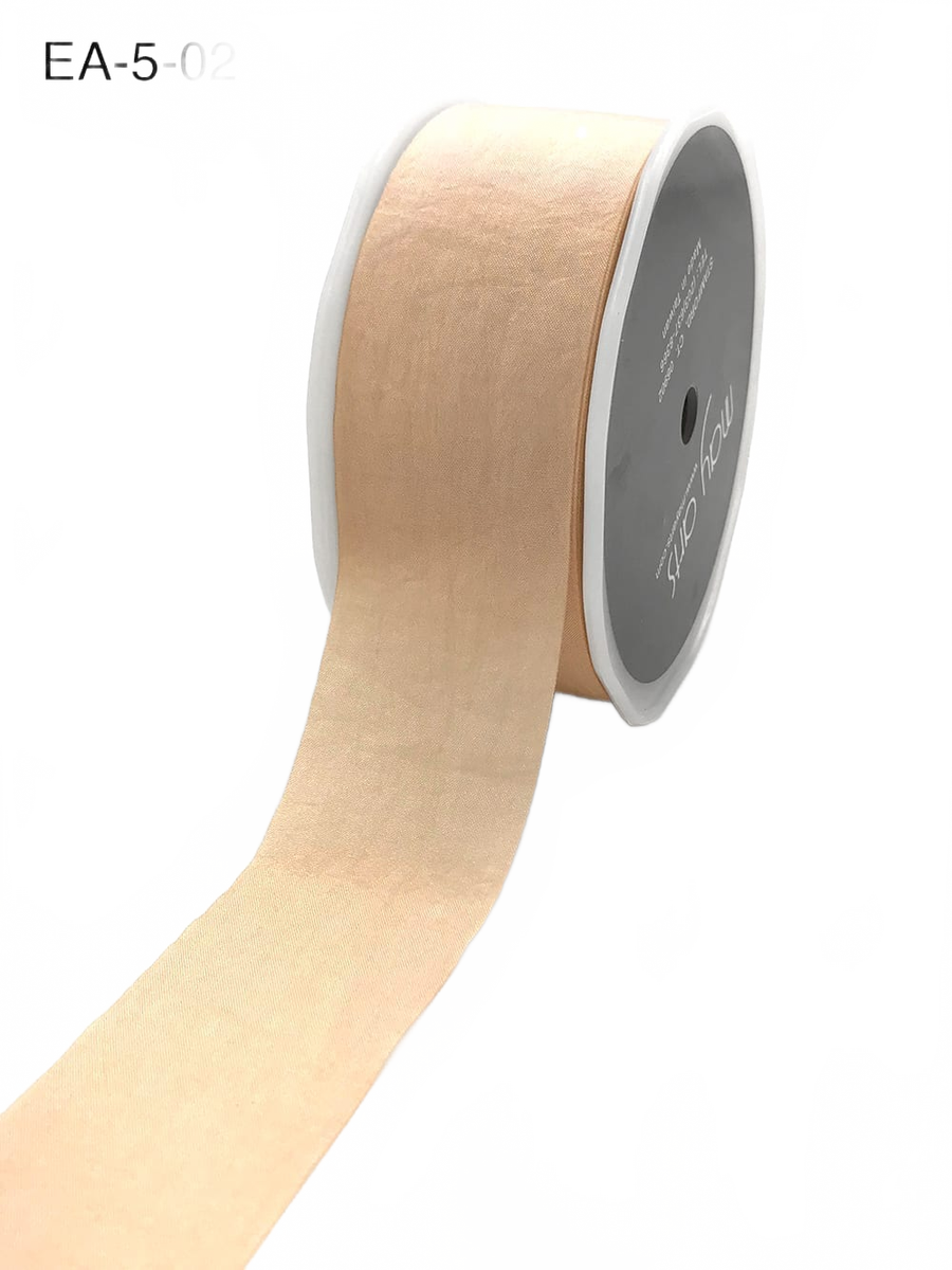 1.5 Inch Wrinkled Faux Champagne Silk Ribbon With Cut Edge