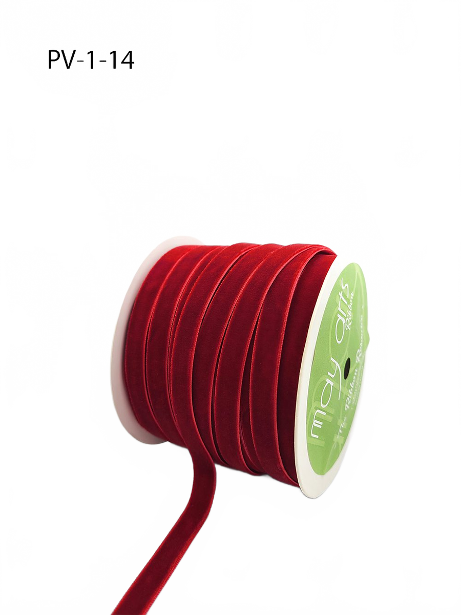 3/8 Inch Classic Red Velvet Ribbon With Woven Edge