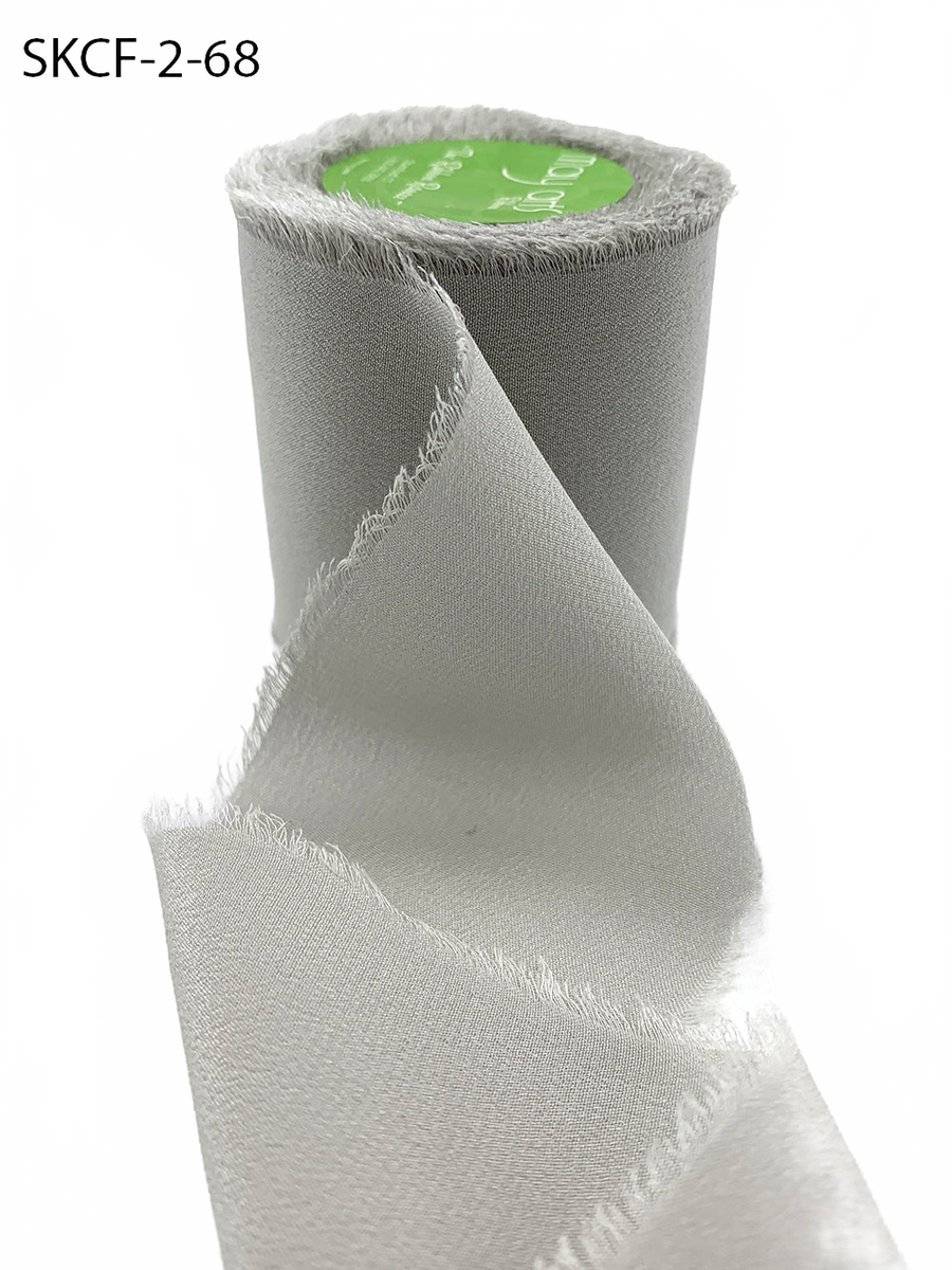 2 Inch 100% Silk Light Grey Crepe With Frayed Edge (Non-Dyed And Hand-Dyed)