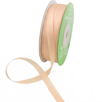 100% Hand-Dyed 1/4 Inch Peach Champagne Silk Ribbon With Woven Edge