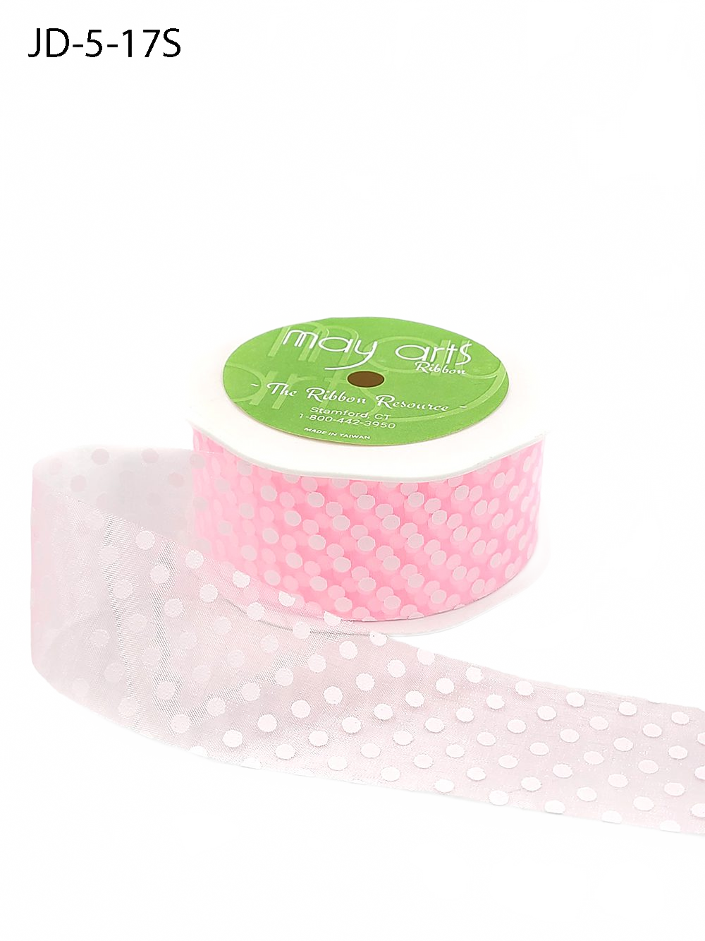 1.5 Inch Pink Sheer Dots Ribbon