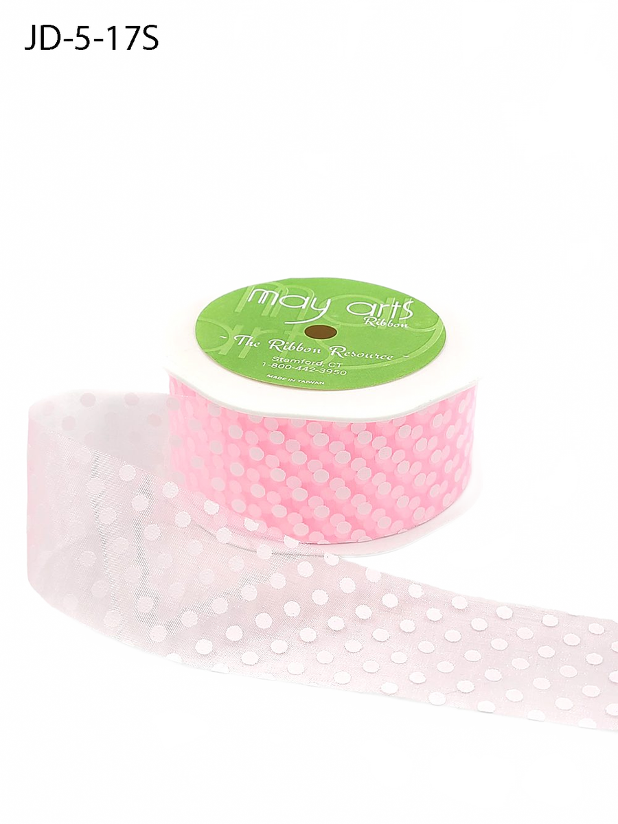 1.5 Inch Pink Sheer Dots Ribbon
