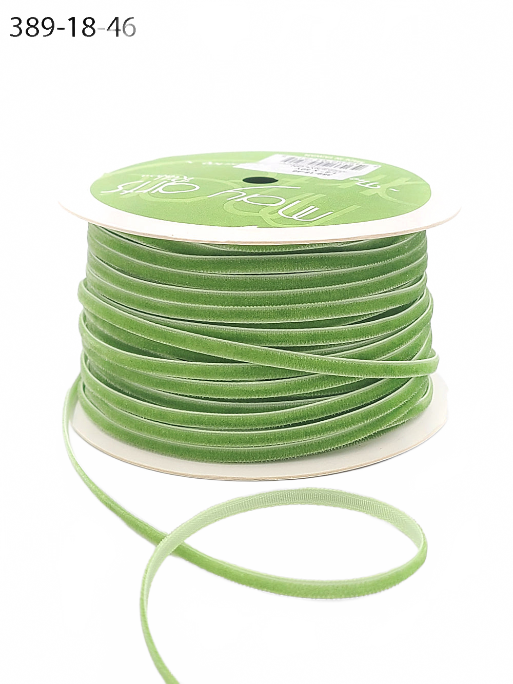 1/8 Inch Parrot Green Velvet String Cord Ribbon With Woven Edge