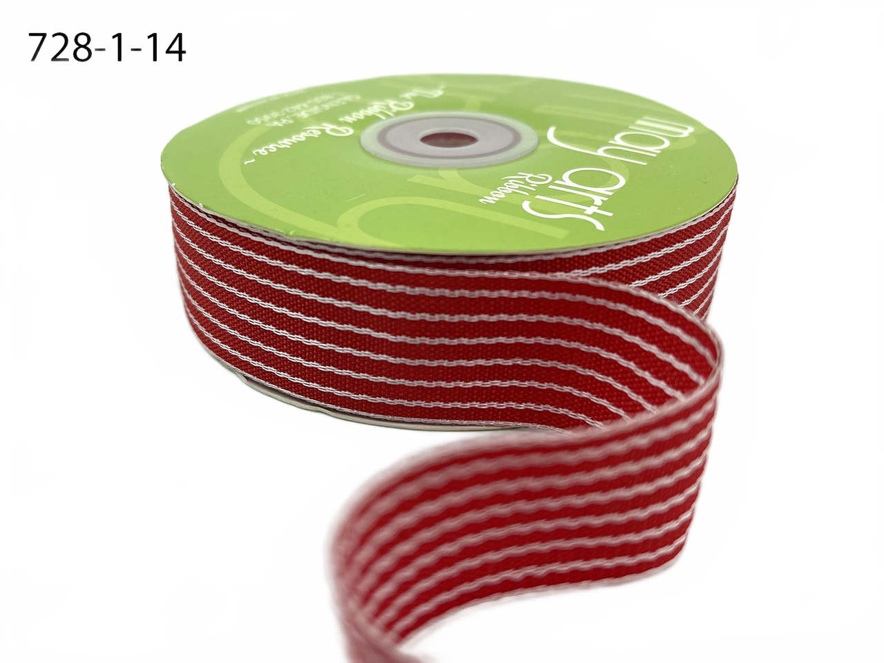 ~1 Inch (25Mm) Thick Woven Striped Bold Red/White Stripes Ribbon