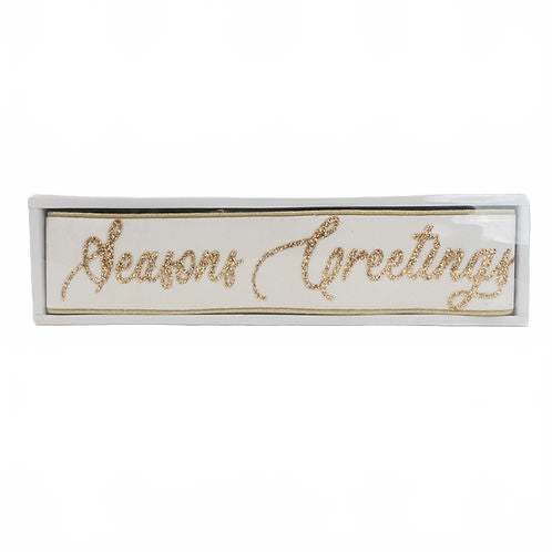 Ribbon 4" X 36In Seasons Greetings Banner White