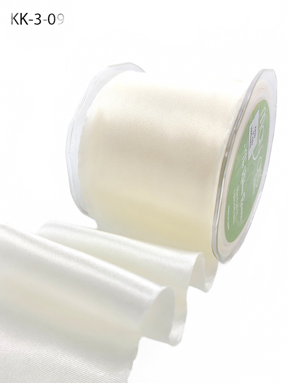 3 Inch Single Faced Ivory Satin Cut On The Bias Ribbon With Wavy Cut Edge