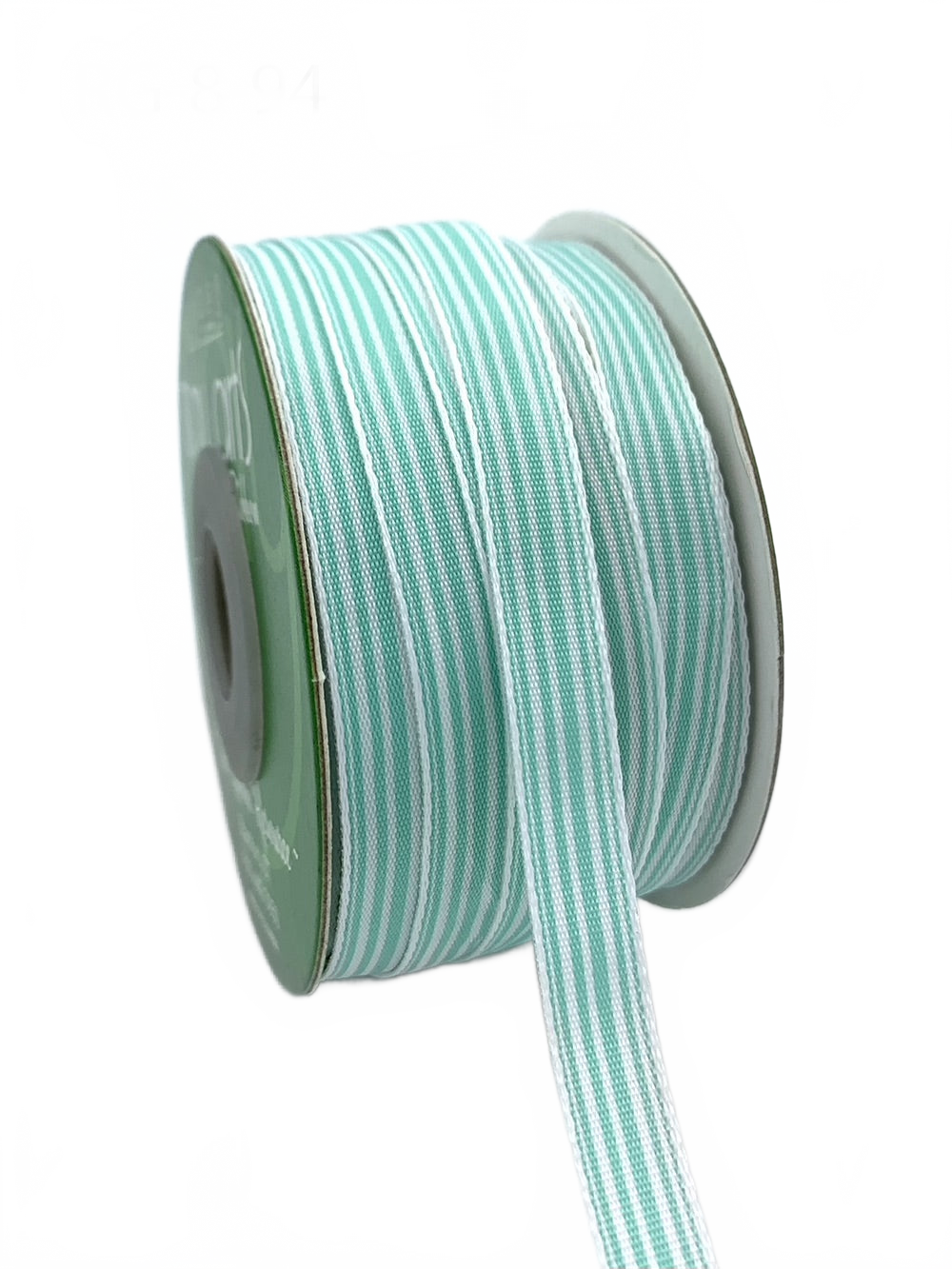 3/8 Inch Woven Robin Egg Blue/White Stripes Grosgrain Stripe Ribbon With Woven Edge