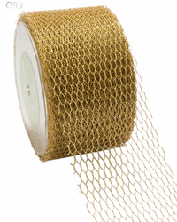 3 Inch Net Metallic Gold Net Mesh Ribbon With Cut Edge