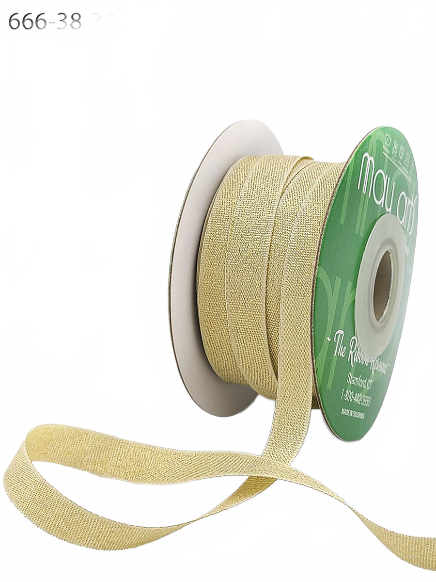 3/8 Inch Rough Gold Metallic Ribbon With Woven Edge