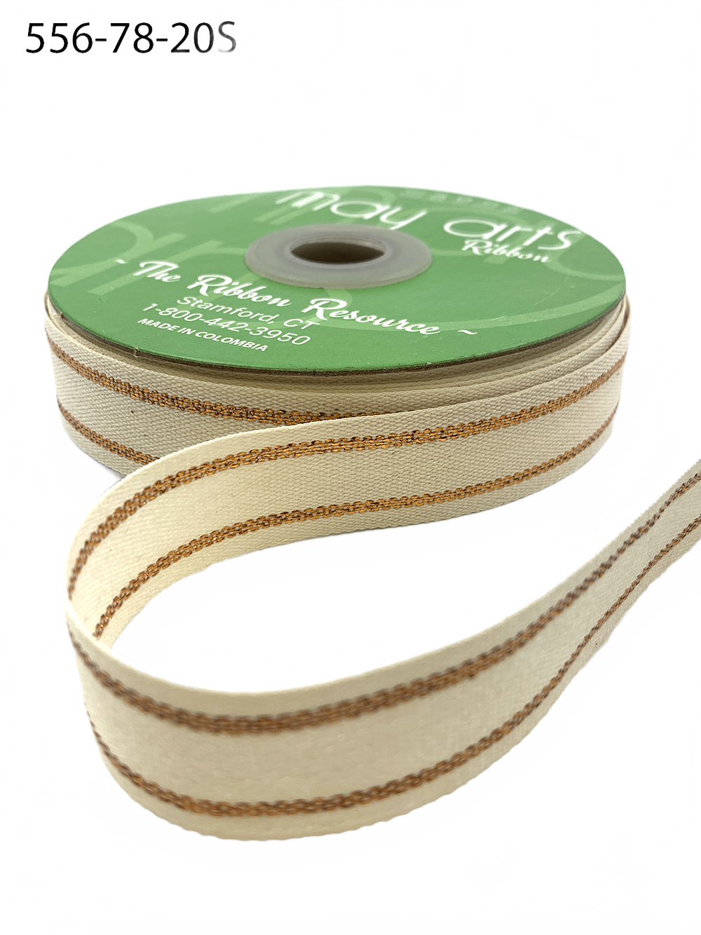 7/8 Inch Canvas With Woven Metallic Center Line Ribbon With Woven Edge