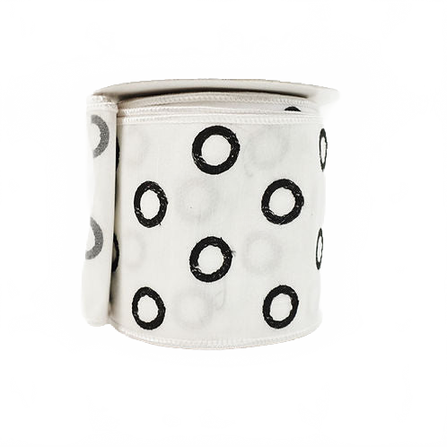 Ribbon 4" White With Black Circles