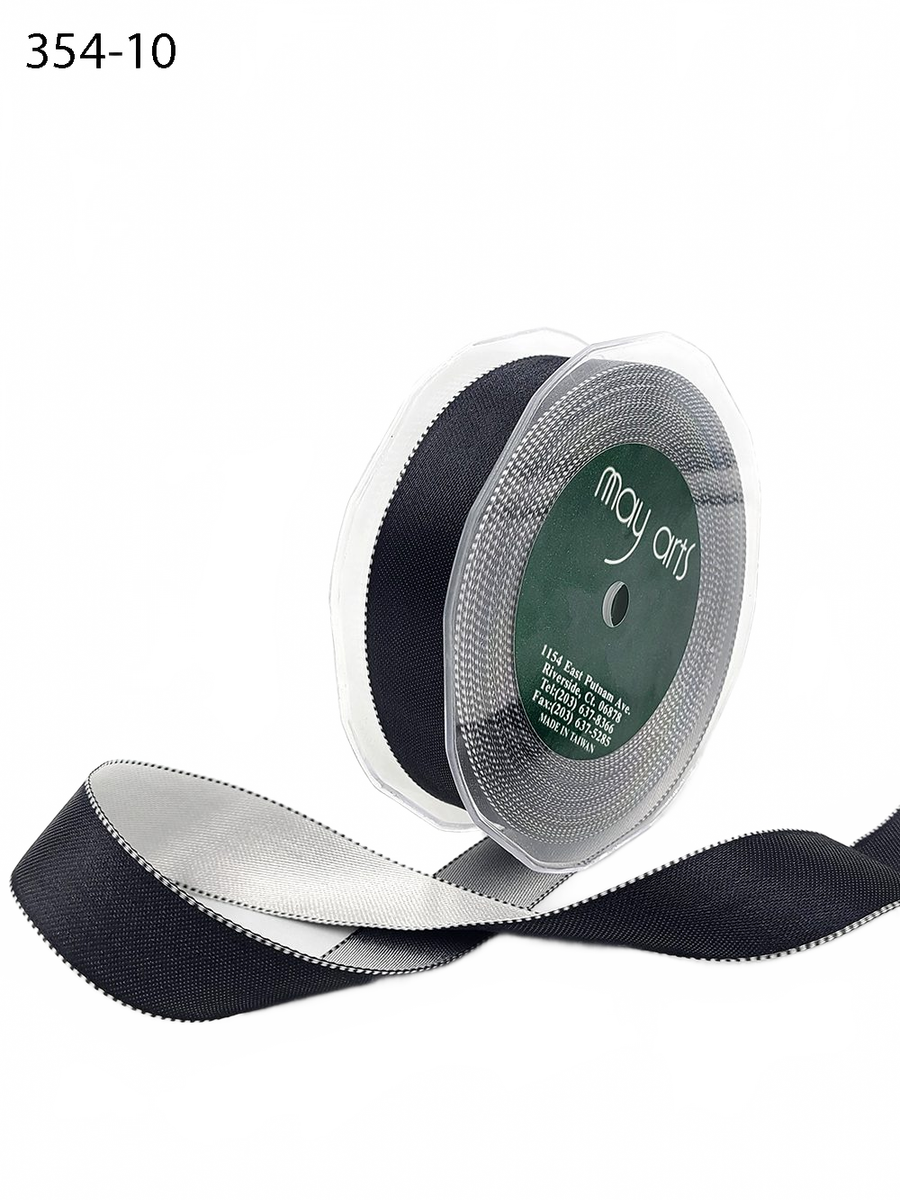 1 Inch Satin Reversible Ribbon With Woven Stitched Edge