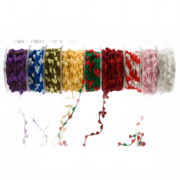 3/8 Inch Medium Pom Pom Wired String Cord Ribbon