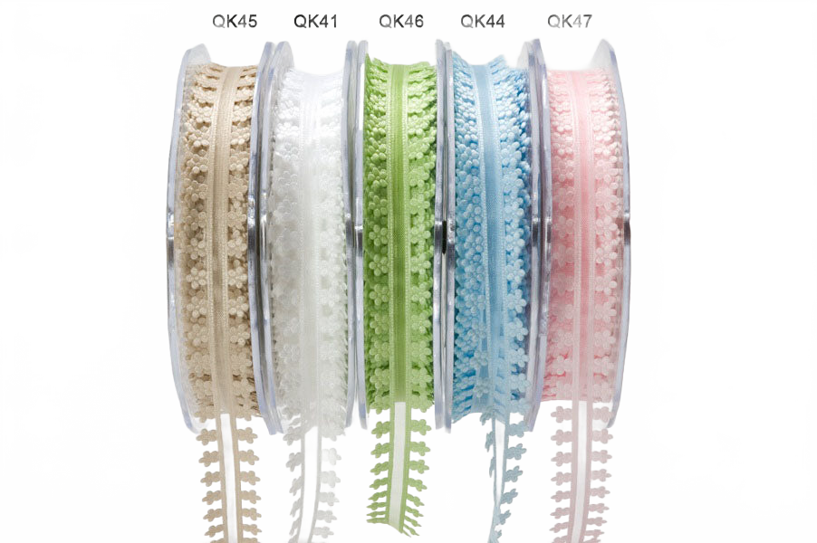 3/4 Inch Light Blue Organza Daisy Edge Ribbon