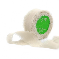 5/8 Inch 100% Silk Light Beige Crepe With Frayed Edge (Non-Dyed And Hand-Dyed)