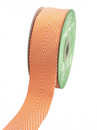 1.5 Inch Orange Twill Chevron Stripe Ribbon With Woven Edge