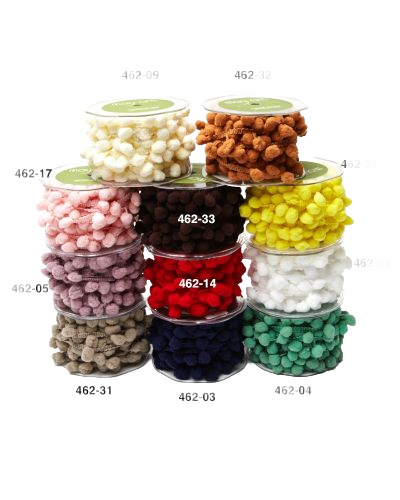 1/2 Inch Large Pom Pom String Navy Ribbon
