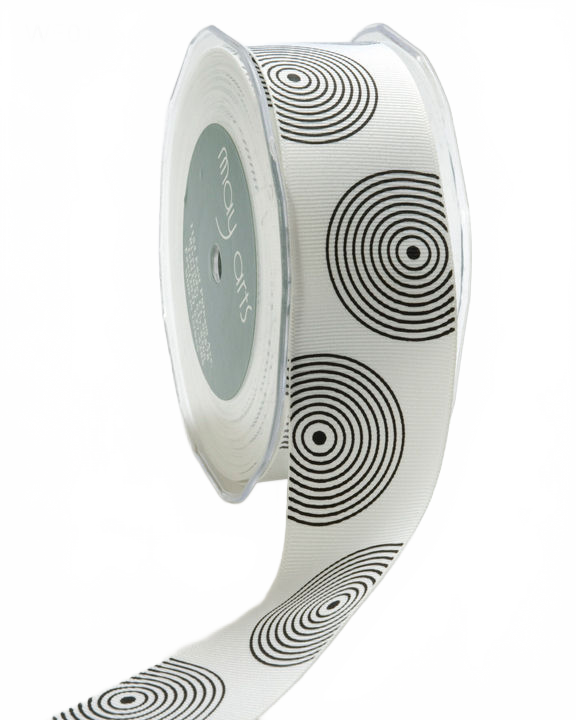 1.5 Inch White/Black Circles Grosgrain Circles Ribbon