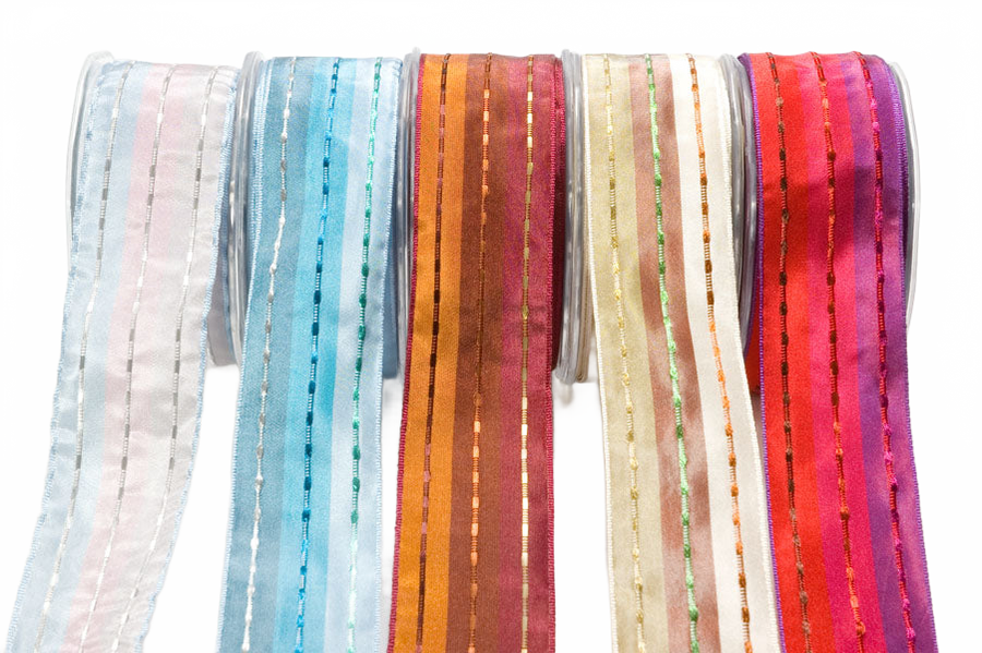 1.5 Inch Metallic Lines Solid Ribbon
