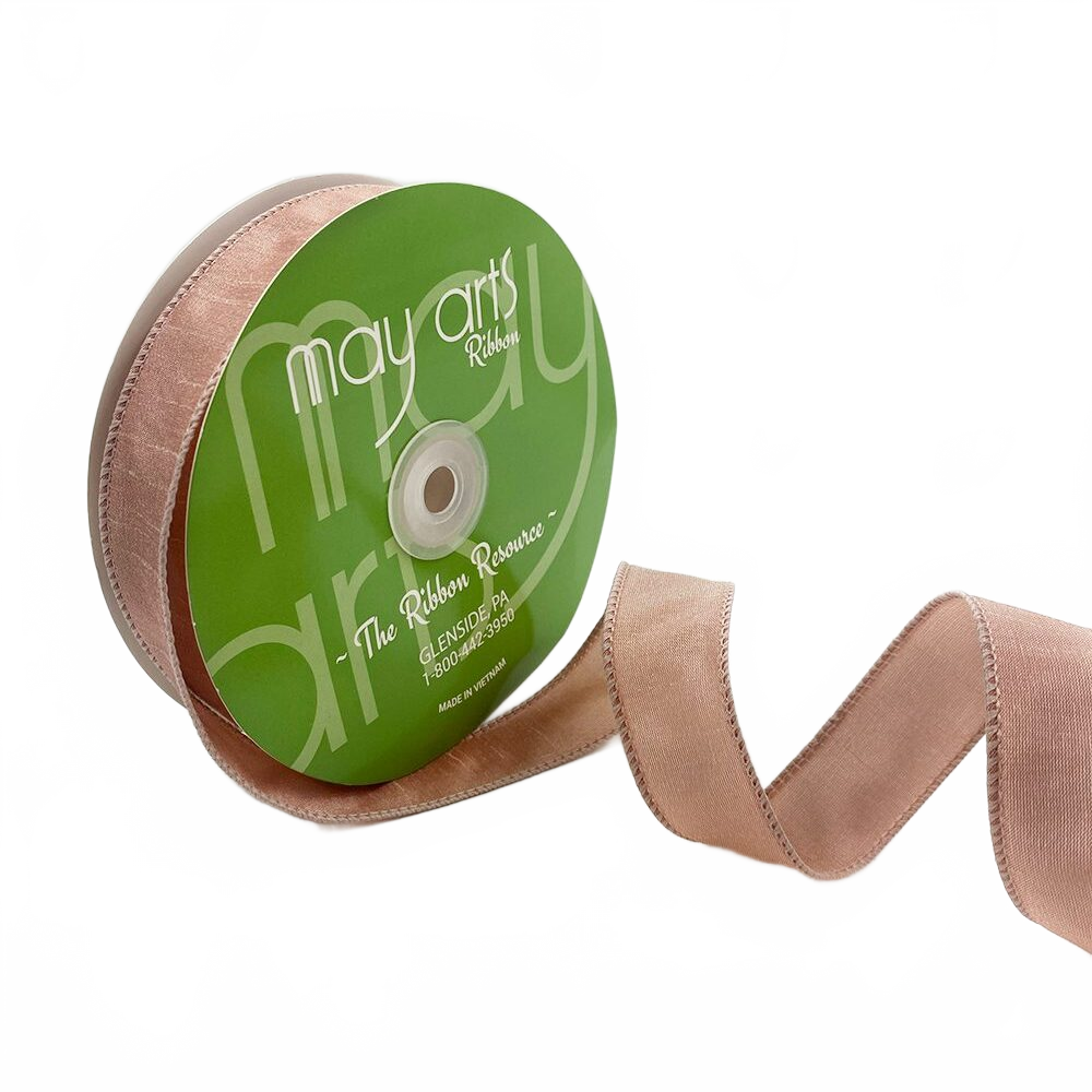 1″ Pink Dupioni Ribbon With Wired Edge