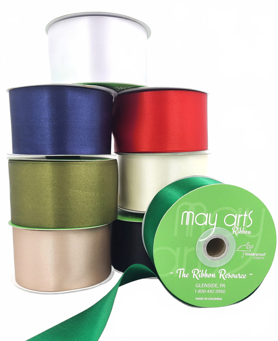 ~2.5 Inch Waterproof And Weather Resistant Luster Double Faced Satin Ribbon With Woven Edge