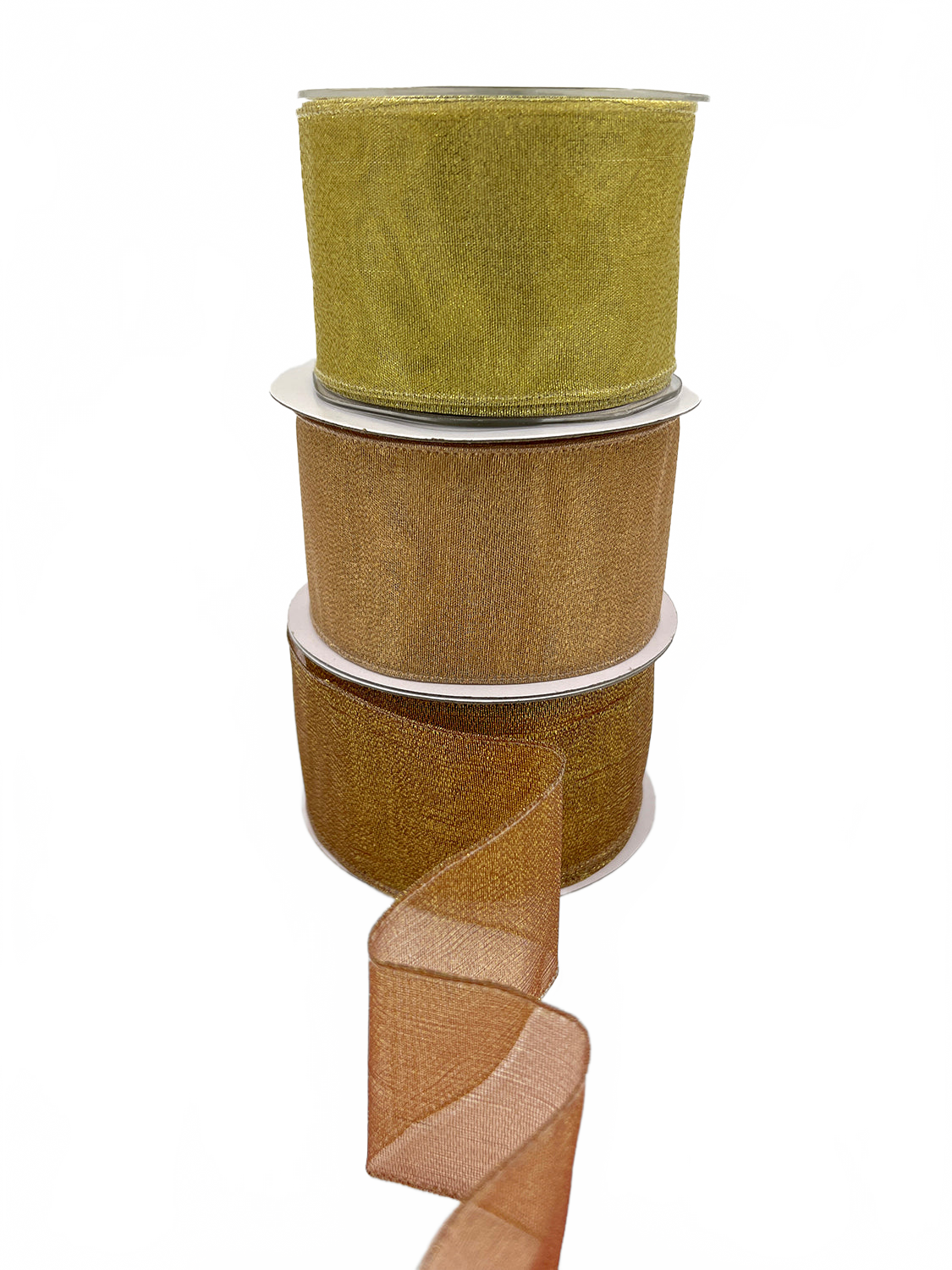 2.5 Inch Semi-Sheer Metallic Gold Ribbon