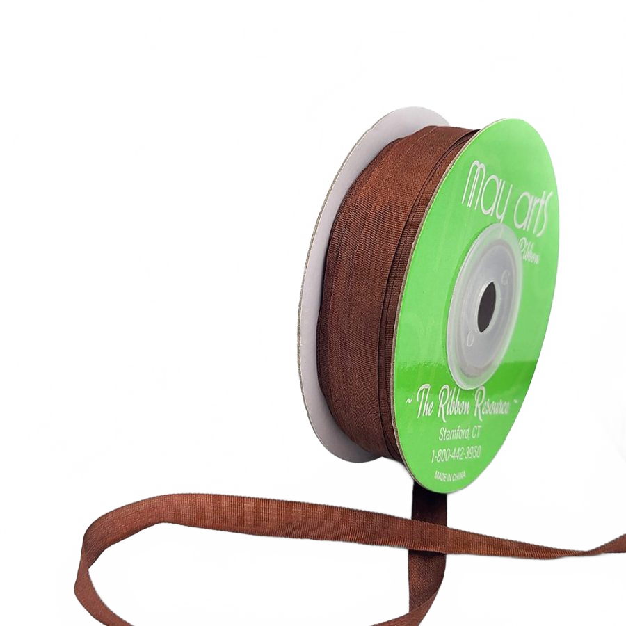 100% Hand-Dyed 1/4 Inch Milk Chocolate Silk Ribbon With Woven Edge