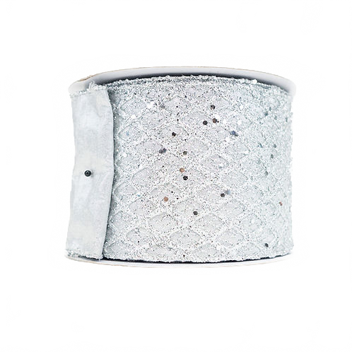 Ribbon 4" Retro Diamonds Silver