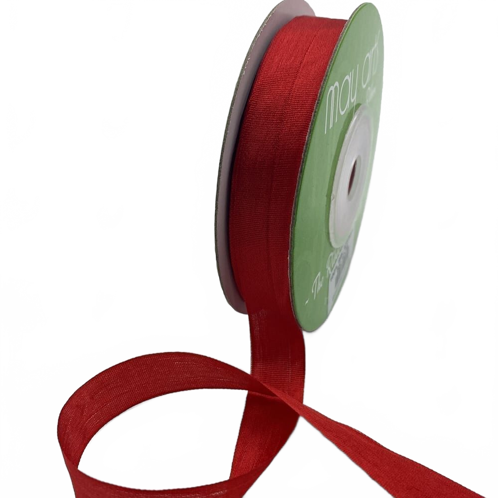 1/2 Inch 100% Hand-Dyed Red Silk Ribbon With Woven Edge