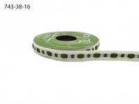 ⅜ Inch Dot Center Line Woven Edge Ivory/Olive Ribbon