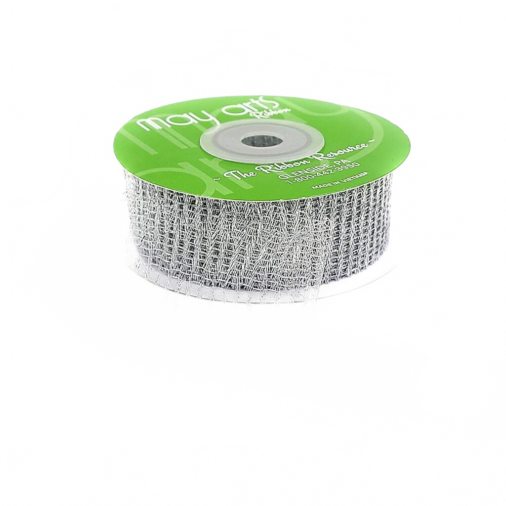 1 Inch Loose Weave Silver Metallic Knit Net Ribbon