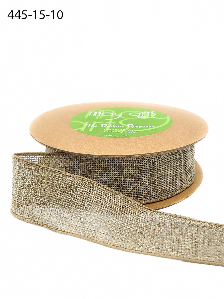 1.5 Inch Faux Natural Burlap Ribbon With Wired Woven Edge