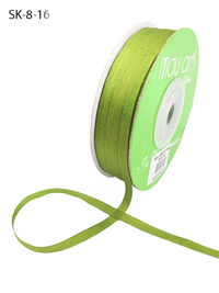 1/8 Inch 100% Hand-Dyed Olive Silk Ribbon With Woven Edge